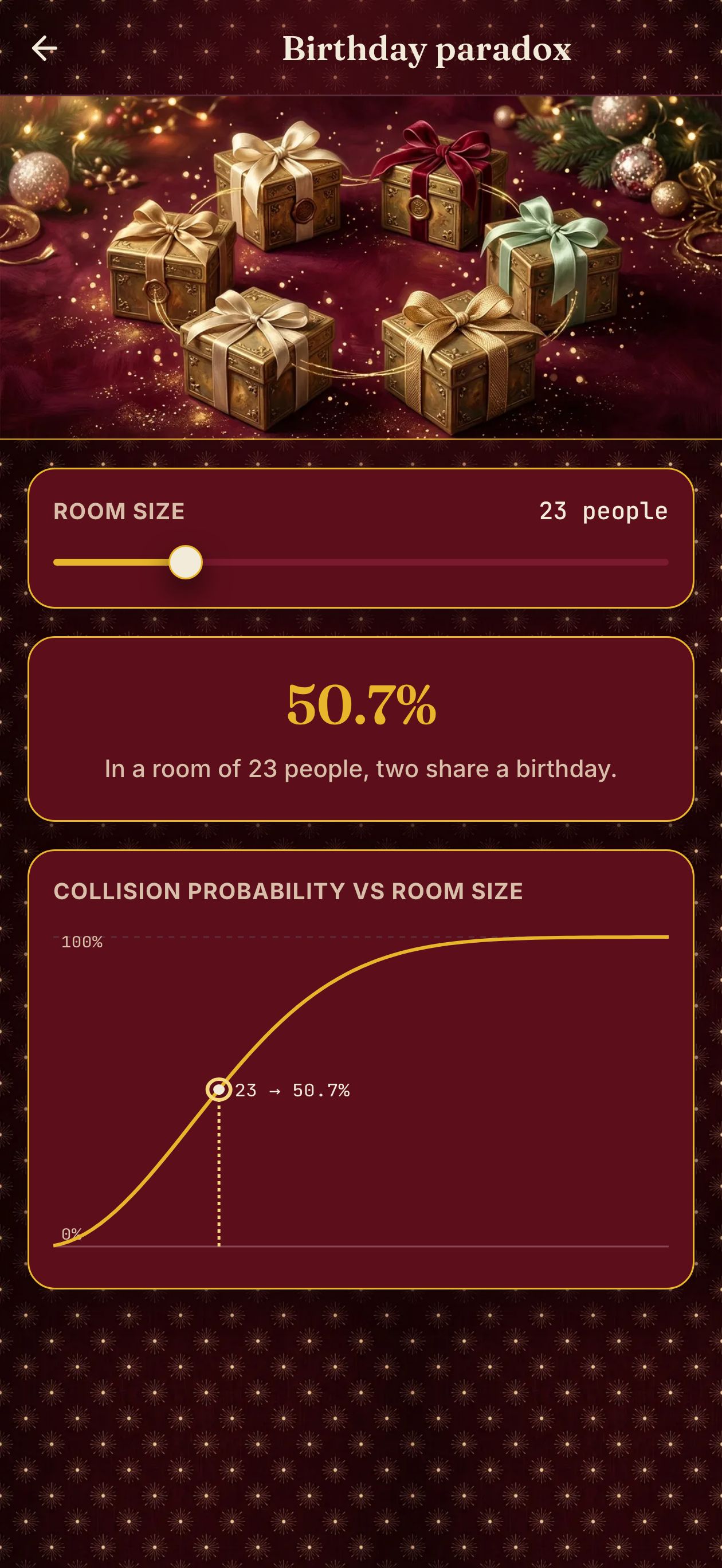 Birthday paradox screen
