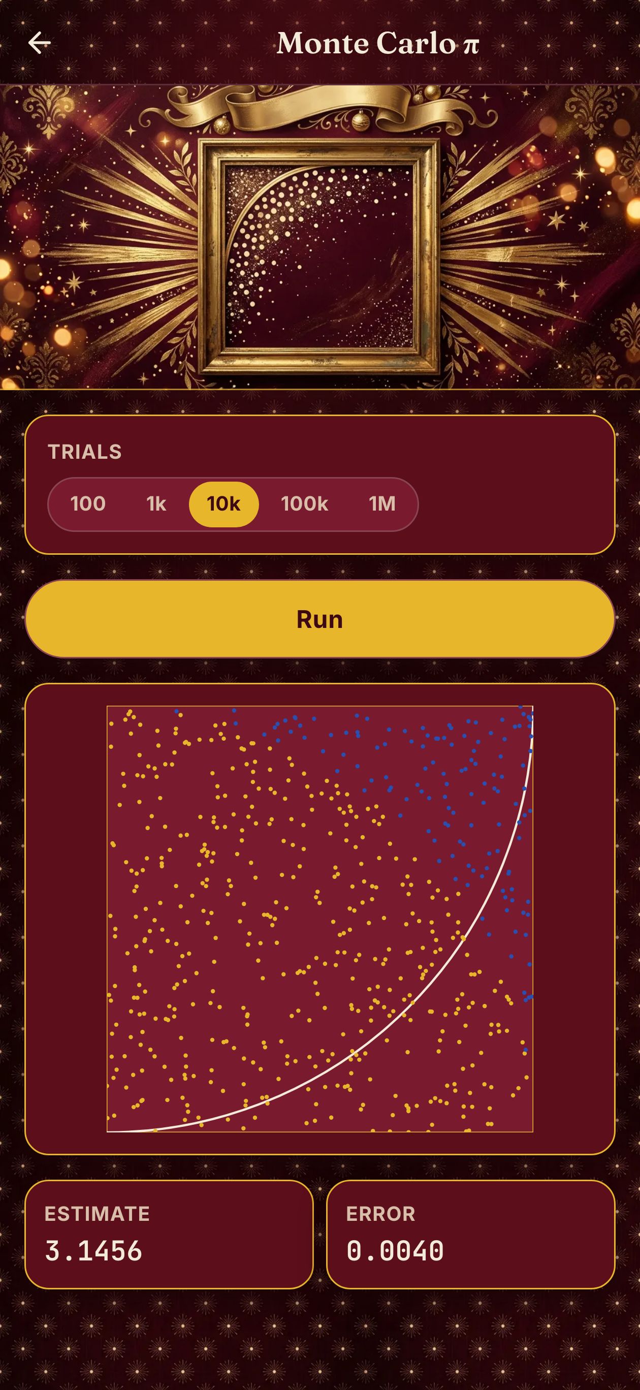 Monte Carlo π simulator